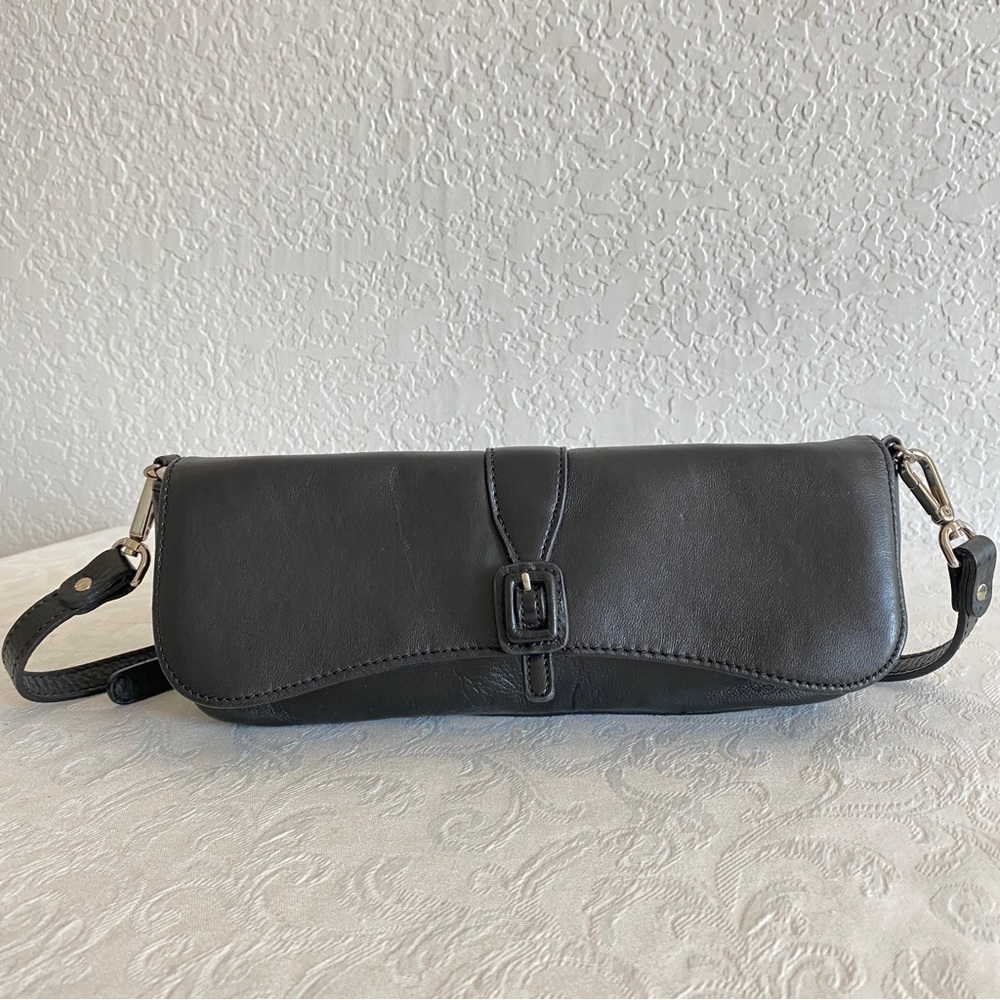 Worthington black leather flap crossbody bag